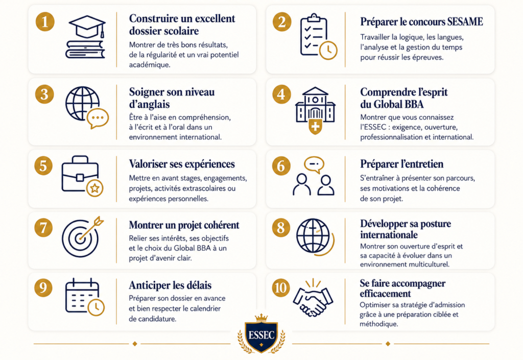 stratégie pour réussir la candidature du global bba de l'essec