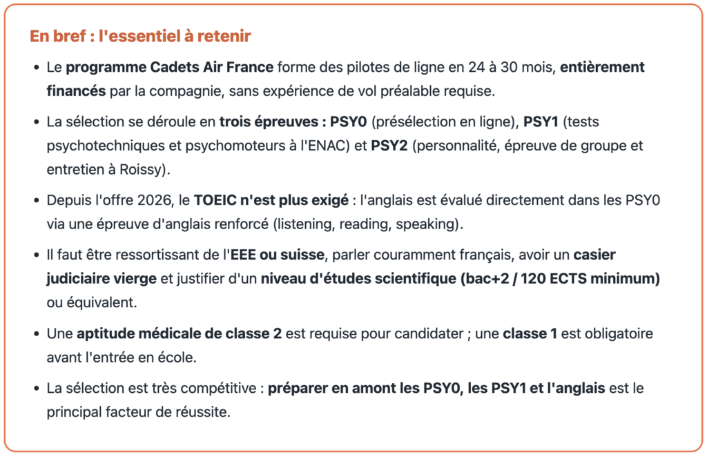 Le programme Cadets Air France