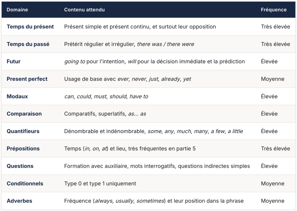 La grammaire à maîtriser
