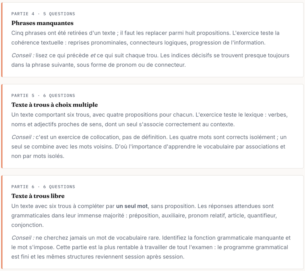L'épreuve Reading en détail