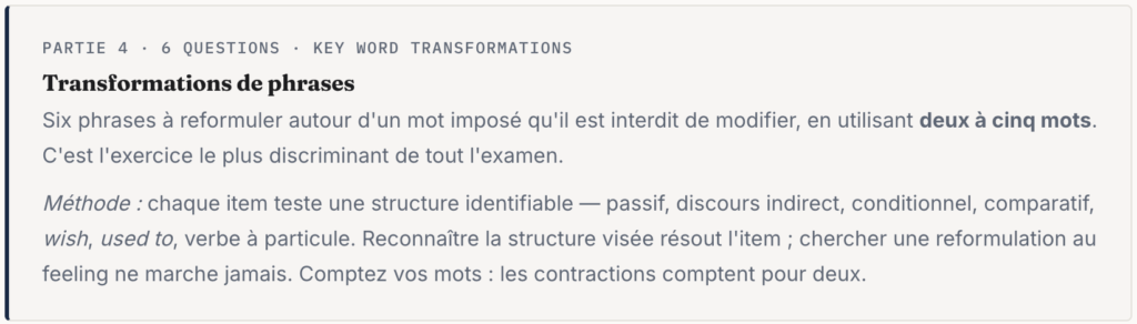 Le Use of English, exercice par exercice