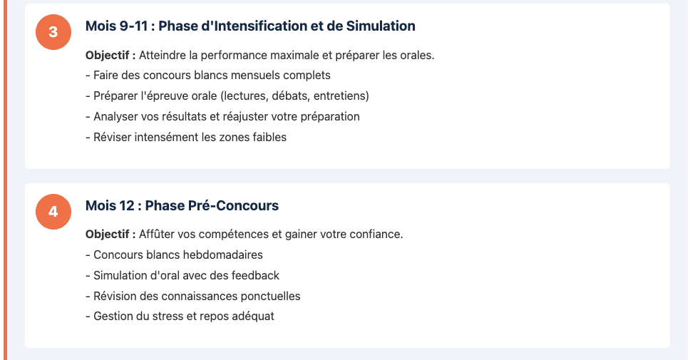Calendrier de Préparation Global