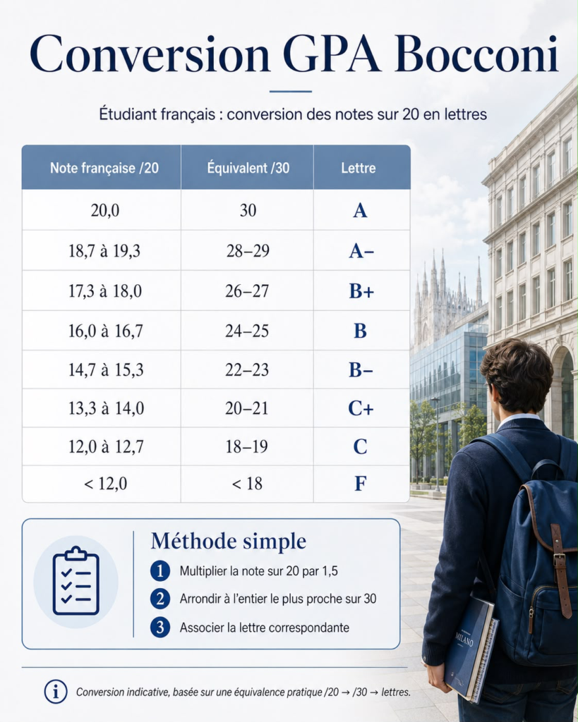 Conversion du GPA français à la Bocconi : ce qu’il faut vraiment savoir