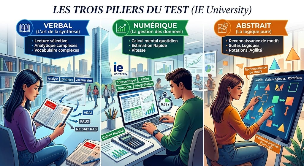 Les trois piliers du test IEGAT : Verbal, Numérique et Abstrait