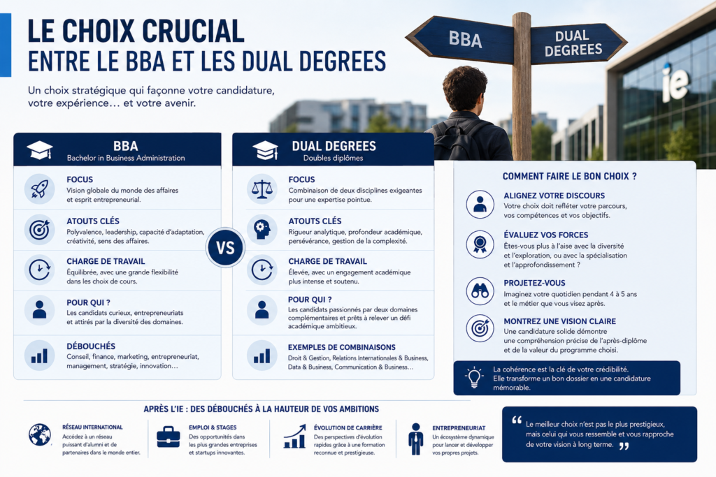 Le choix crucial entre le BBA et les Dual Degrees - Admission IE University Madrid