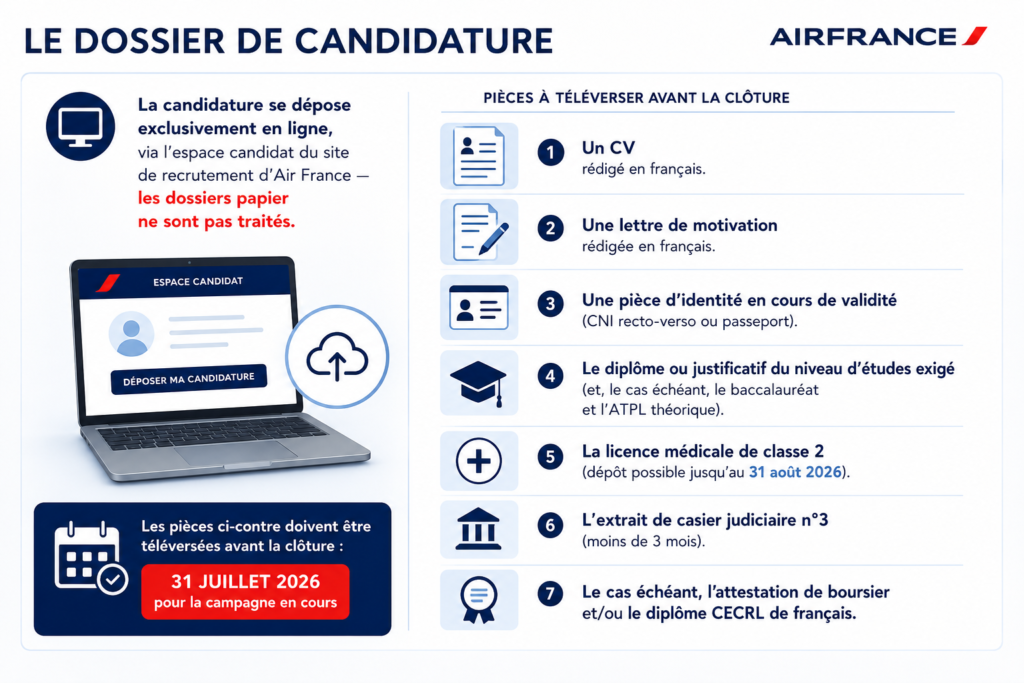 Le dossier de candidature séléction cadets air france