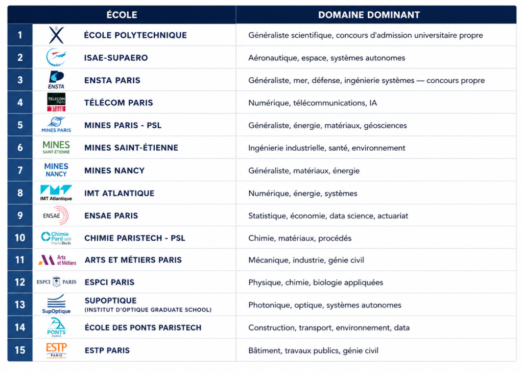 Les 15 écoles accessibles grâce au dispositif GEI-UNIV